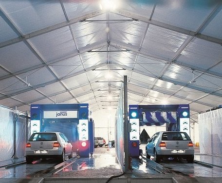 temporary and mobile washes for vehicle cleaning